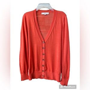 LOFT Coral Orange Cardigan Size M